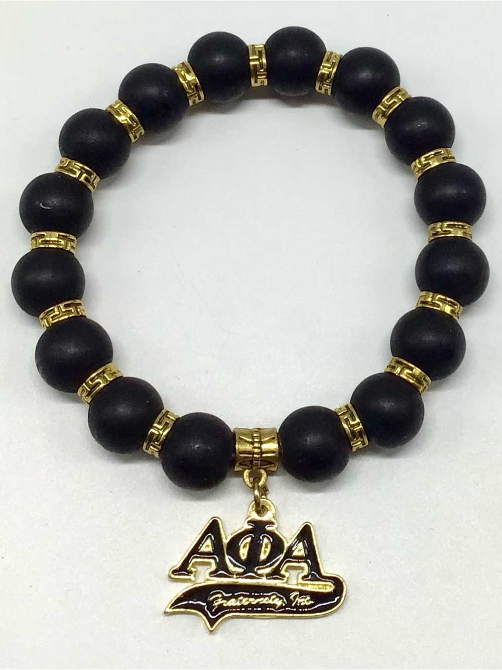 Alpha Phi Alpha Black Beaded Bracelet with Gold Accents